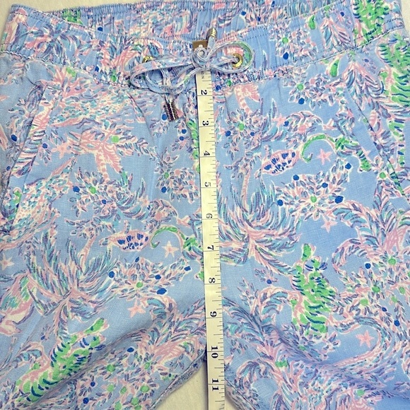 Lilly Pulitzer Taron Linen Pants Peri Blue The Turtle Package EUC Women’s Small - Picture 9 of 14